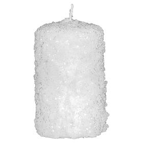 White Christmas candles with snow effect 4 pcs 100x60 mm