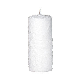 Velas de Natal brancas com decoração efeito neve 4 unidades, 15x6 cm