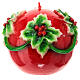 Christmas candle, red ball with holly, 15 cm of diameter s1