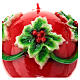 Christmas candle, red ball with holly, 15 cm of diameter s2
