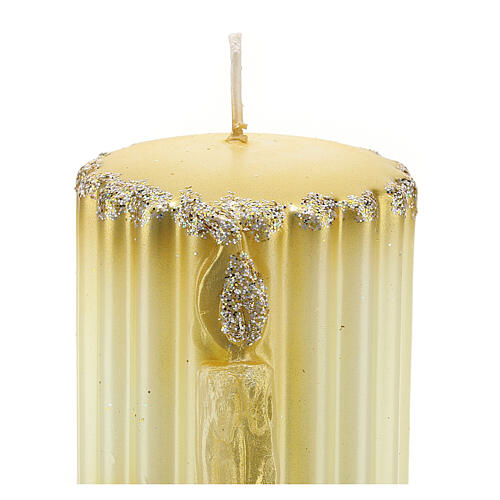 Striped candle with golden embossed decoration, 5 cm of diameter 2