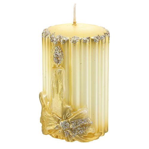 Striped candle with golden embossed decoration, 5 cm of diameter 3