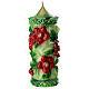 Candle with red flowers, 8 cm of diameter s2
