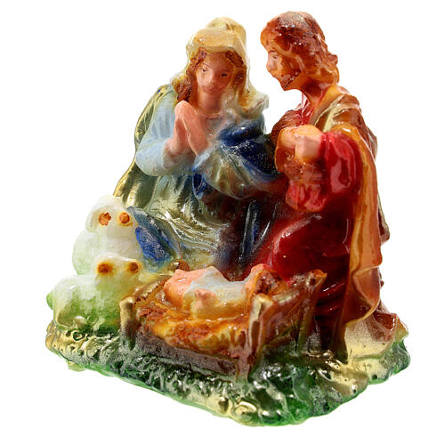Christmas candle with Holy Family and sheeps 10x10x5 cm 2