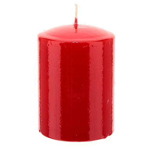 Red candle with holly, 8 cm of diameter 5
