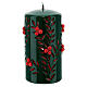 Green candle with red carved decorations, diameter 10 cm s1