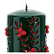 Green candle with red carved decorations, diameter 10 cm s2