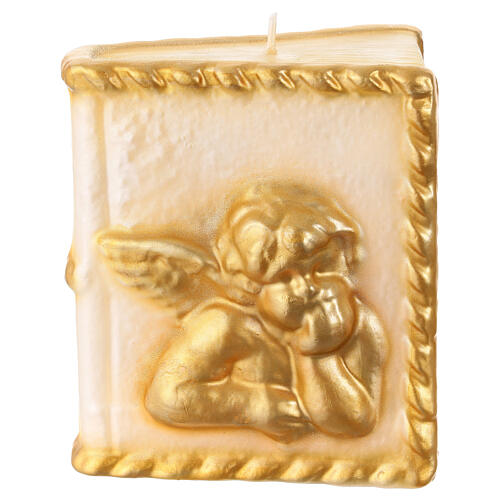 Candela libro angioletto dorato 15x10x10 cm 1