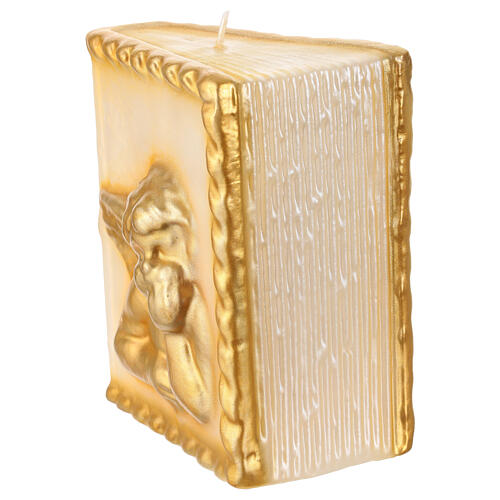 Candela libro angioletto dorato 15x10x10 cm 2