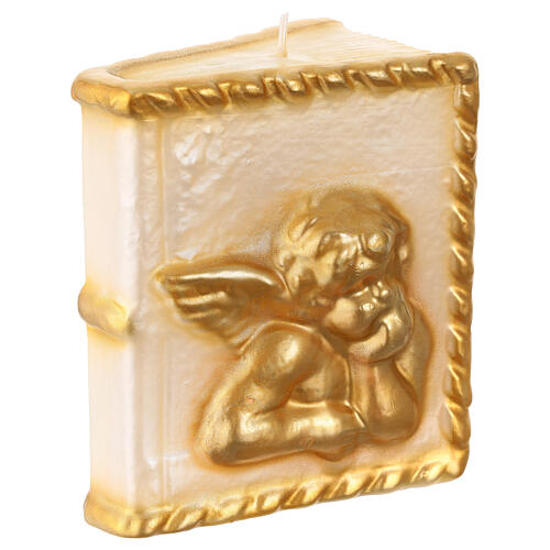 Candela libro angioletto dorato 15x10x10 cm 3