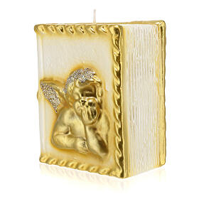 Vela livro com anjo dourado 15x10x10 cm