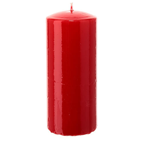 Red Christmas candle with holly, 5 cm of diameter 5