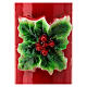 Red Christmas candle with holly, 5 cm of diameter s2