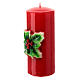 Red Christmas candle with holly, 5 cm of diameter s3