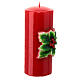 Red Christmas candle with holly, 5 cm of diameter s4
