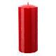 Bougie cylindrique rouge avec houx diamètre 7 cm s5
