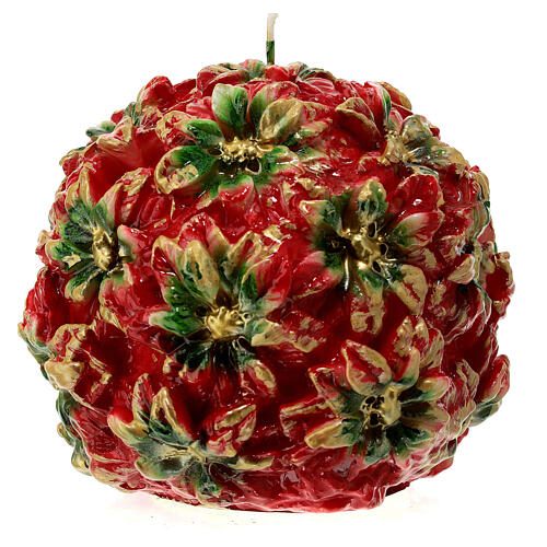 Spherical candle with poinsettia flowers, 15 cm of diameter 1
