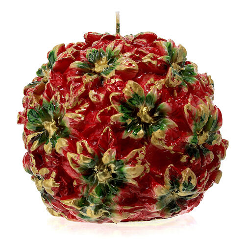 Spherical candle with poinsettia flowers, 15 cm of diameter 2