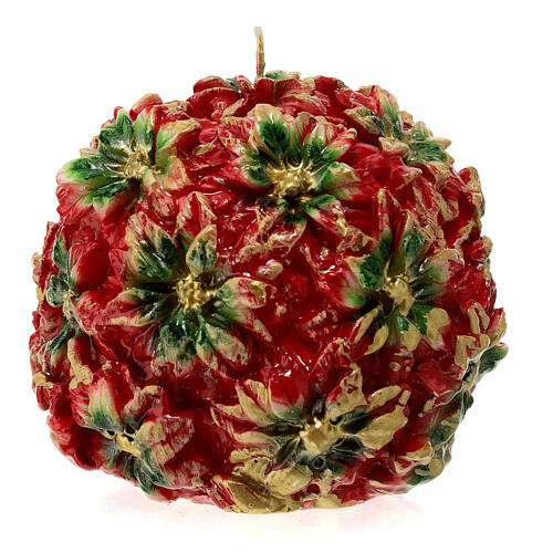 Spherical candle with poinsettia flowers, 15 cm of diameter 3