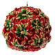 Spherical candle with poinsettia flowers, 15 cm of diameter s1