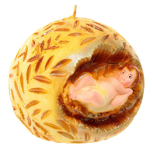 Ball-shaped candle with Infant Jesus, 10 cm of diameter 3