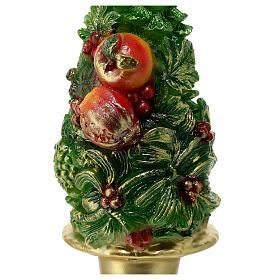 Candle of 10 cm of diameter, fruit tree on a golden pedestal