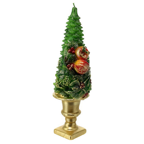 Candle of 10 cm of diameter, fruit tree on a golden pedestal 4