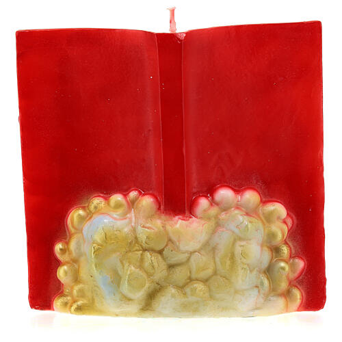 Candela libro rosso presepe 15x15x10 cm 4