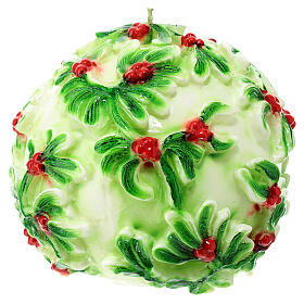 Spherical candle with mistletoe, 15 cm of diameter