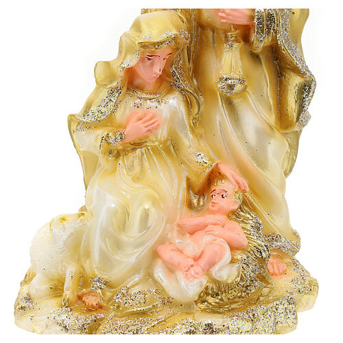 Christmas candle of golden Nativity Scene with glitter 25x15x10 cm 2