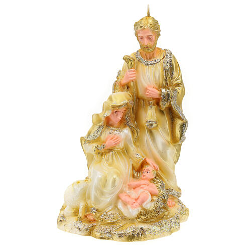 Candle Holy Family golden glitter 25x15x10 cm 1