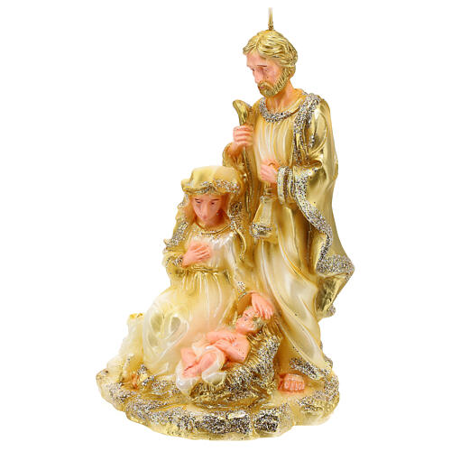 Candle Holy Family golden glitter 25x15x10 cm 3