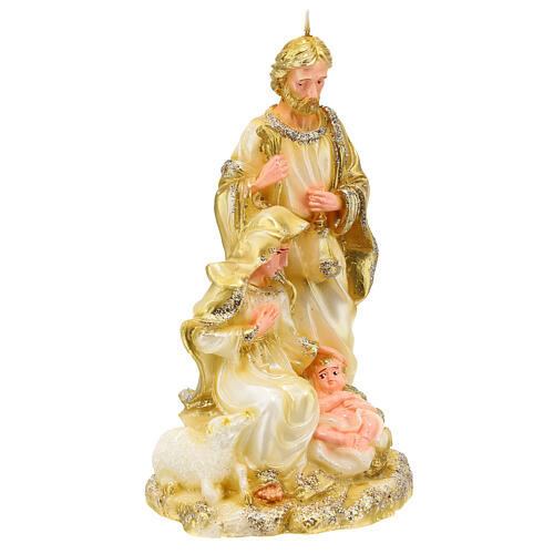 Candle Holy Family golden glitter 25x15x10 cm 4