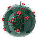 Vela navideña esfera verde tallada motivos rojos d 15 cm s1