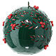Vela navideña esfera verde tallada motivos rojos d 15 cm s2