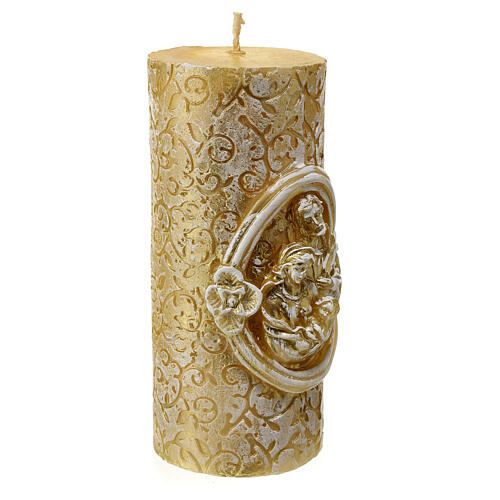 Golden candle with embossed Nativity Scene and branch pattern, 10 cm of diameter 4
