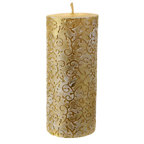 Golden candle with embossed Nativity Scene and branch pattern, 10 cm of diameter 5