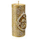 Golden candle with embossed Nativity Scene and branch pattern, 10 cm of diameter s4