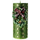 Green Christmas candle with wreath, 10 cm of diameter s1