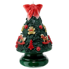 Christmas tree candle with teddy bears and rocking horses, 15 cm of diameter