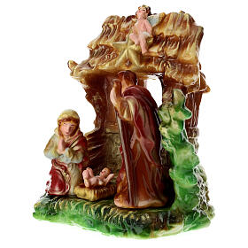 Lack-Kerze, Heilige Familie in Hütte, max Figurenhöhe 15 cm, 25x20x20 cm