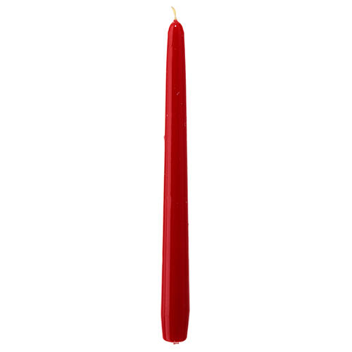 Conical red candle, shiny finish, 25 cm 2