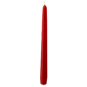 Świeca stożkowa czerwona połyskliwa h 25 cm