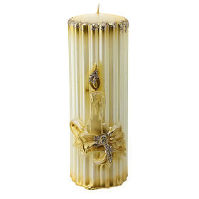Candelotto rigato dorato candela fiocco d. 5 cm