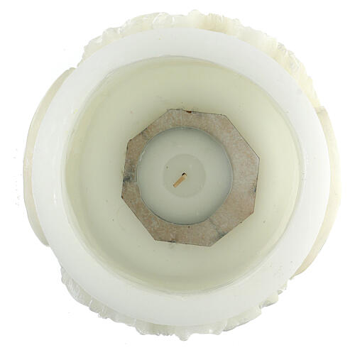Weiße Kerze mit Schleifen verziert, 15 cm 6