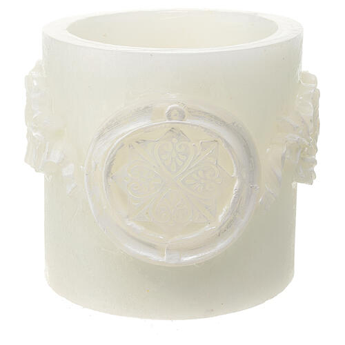Christmas candle, white lantern with snowflakes, 15 cm of diameter 1