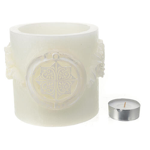 Christmas candle, white lantern with snowflakes, 15 cm of diameter 5