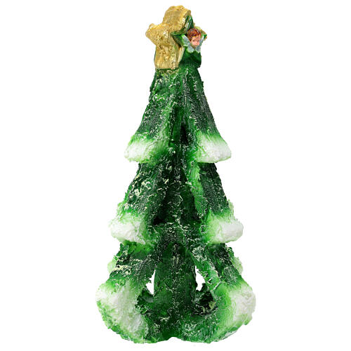 Vela árvore de Natal design com estrela e anjos diâmetro 20 cm 3