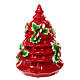 Vela árvore de Natal vermelho com bastões de doces e azevinho diâmetro 20 cm s1