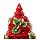 Vela árvore de Natal vermelho com bastões de doces e azevinho diâmetro 20 cm s2